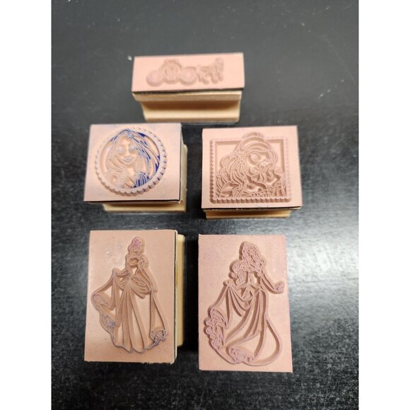 Disney Princess Rubber Stamps Lot - Cinderella Belle Rapunzel Aurora - Picture 3 of 4